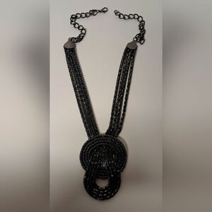 Elegant Gunmetal Necklace Chain Mesh Knot Statement